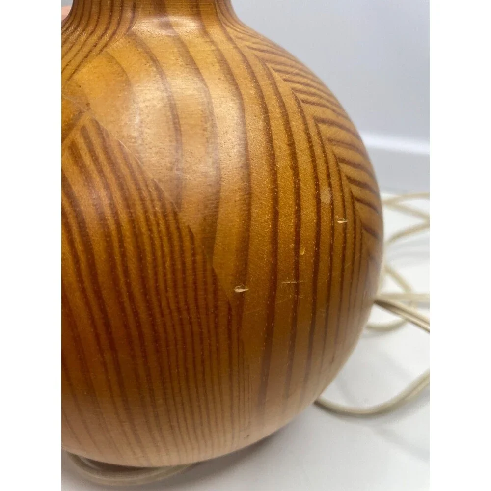 Vintage Ikea round designer pine Table Lamp Scandinavian Design MCM